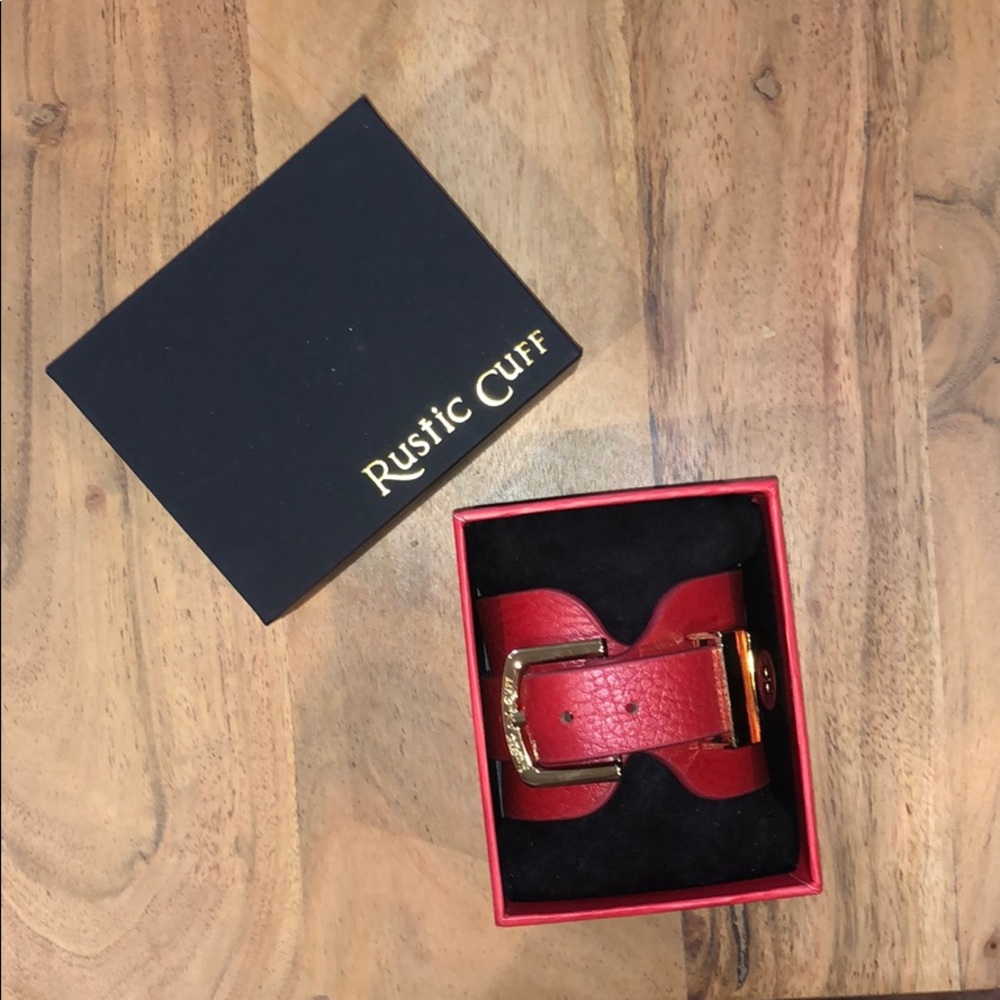 Red leather rustic cuff